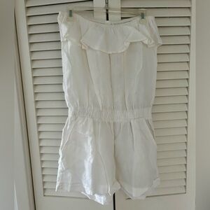 Jolie Strapless White Linen Romper